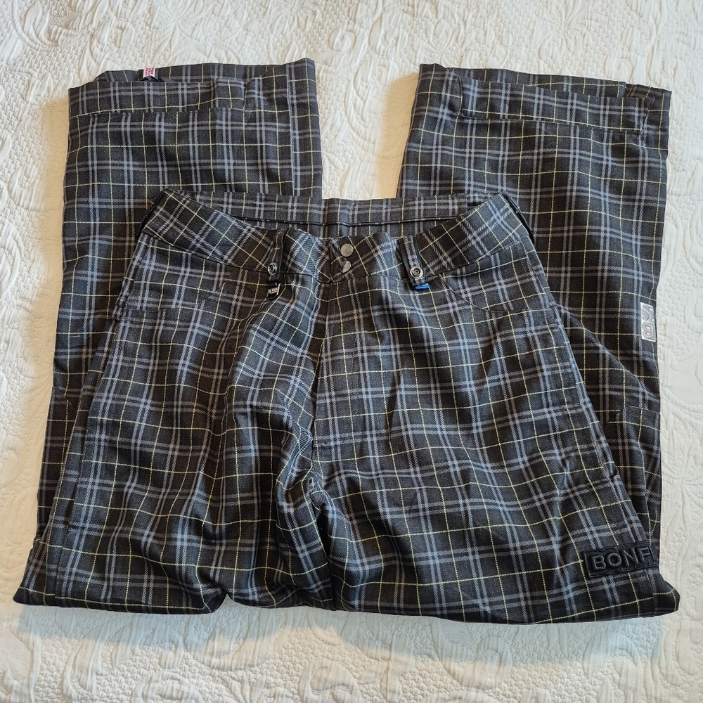 Bonfire men's size Medium black plaid classic fit snowboarding pants EUC - Picture 2 of 13